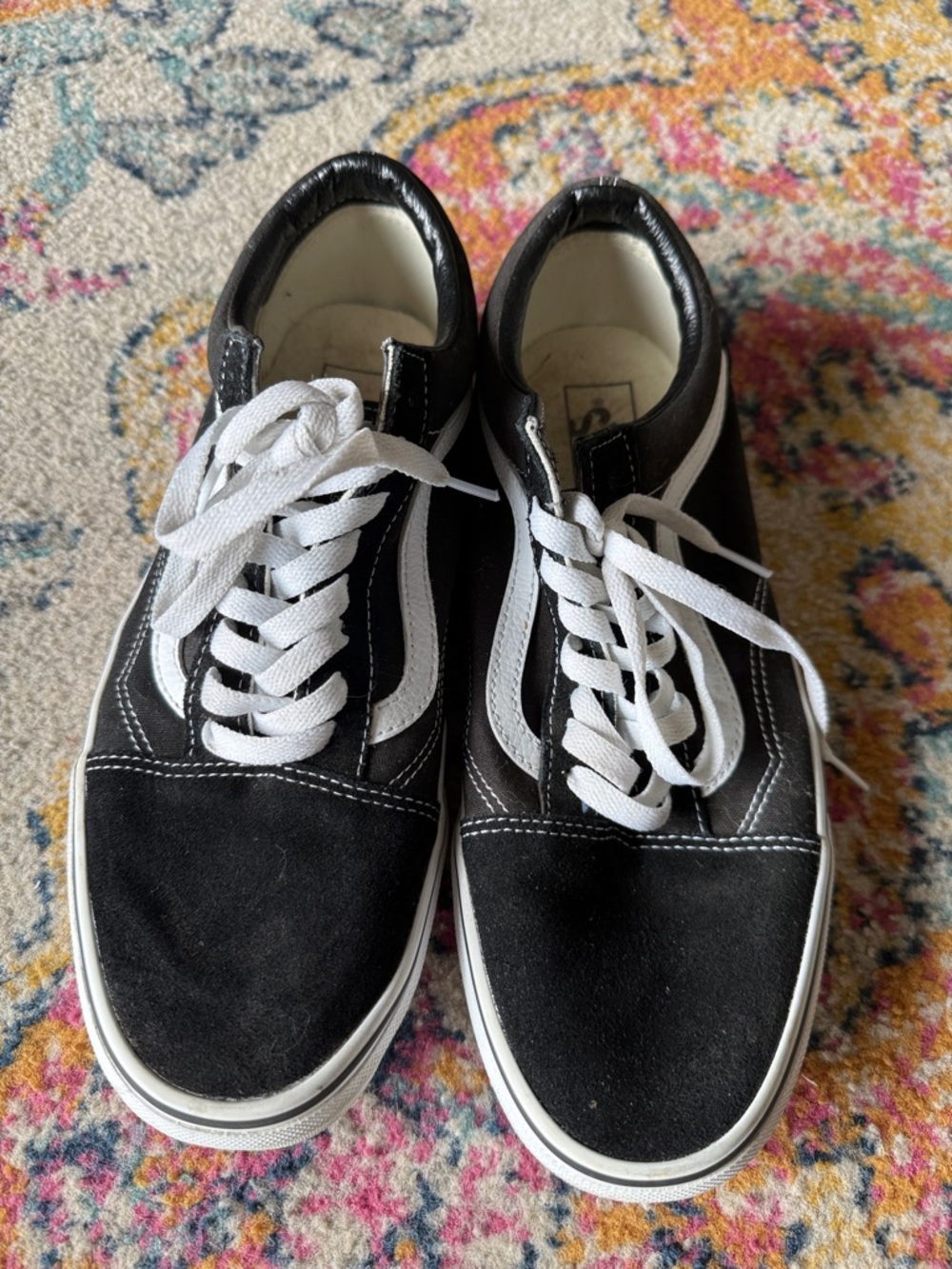 Vans Black and White Old Skool Low-Top Sneakers - Men's